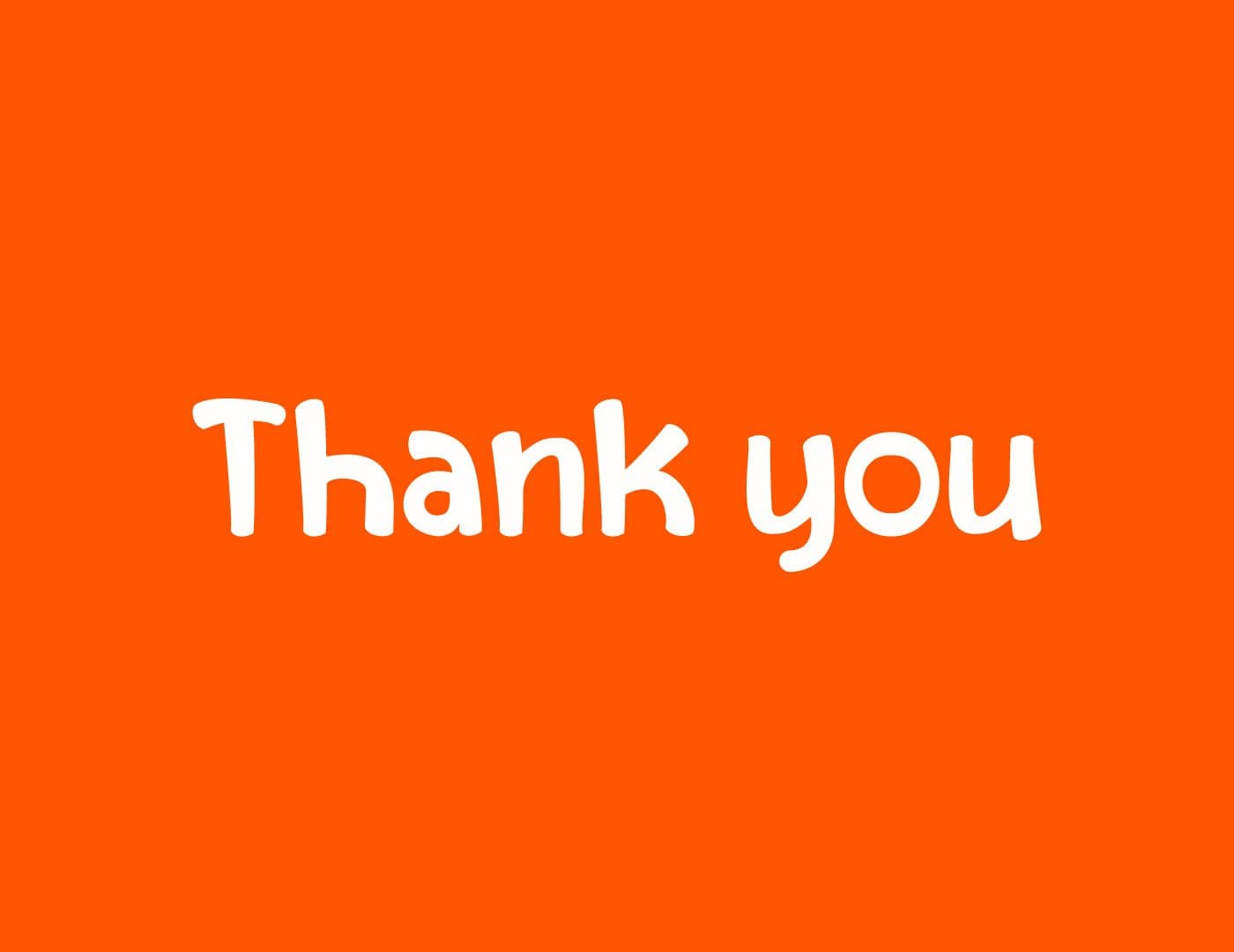 OnBite branded thank you card featuring white typography on an orange background