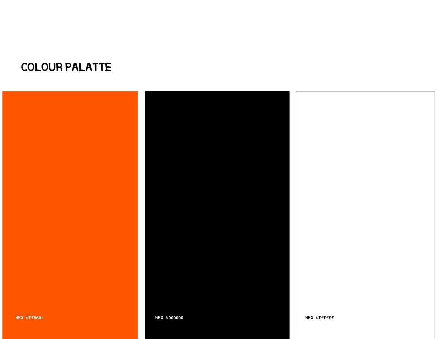 ONBITE brand colour palette featuring orange, black, and white brand colours