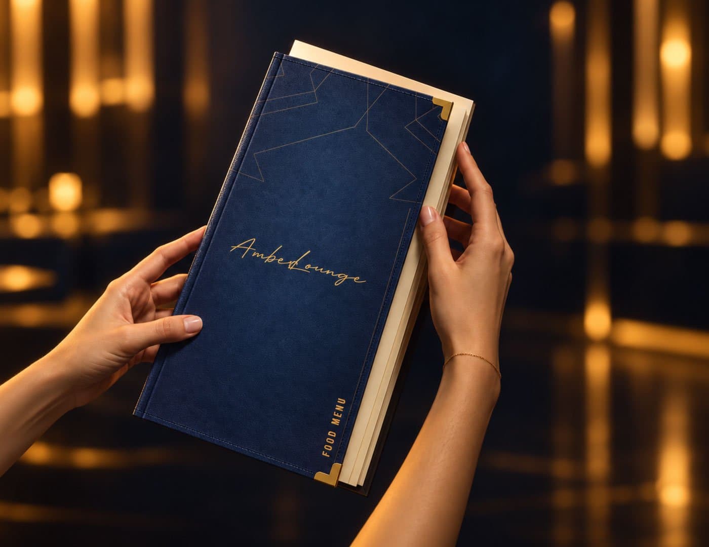 Luxury brand colour palette featuring dark navy, warm ivory, champagne gold, amber gold, royal navy, and midnight blue tones.