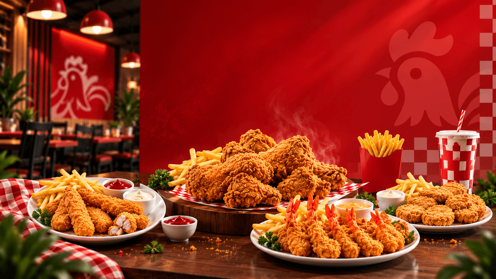 Broxi restaurant hero banner with fried chicken and signature red branding.